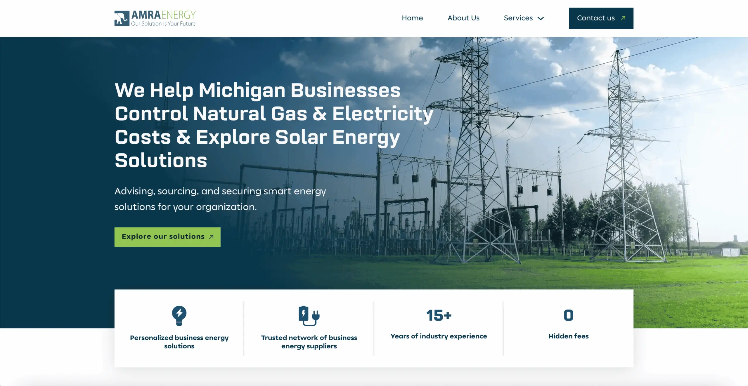 Picture of AMRA Energy's new home page